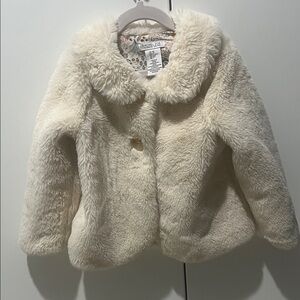 Rachel Zoe Cream Faux Fur Kids Coat